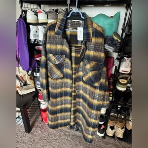 Evereve Allison Joy Plaid Coat with Yellow and Black